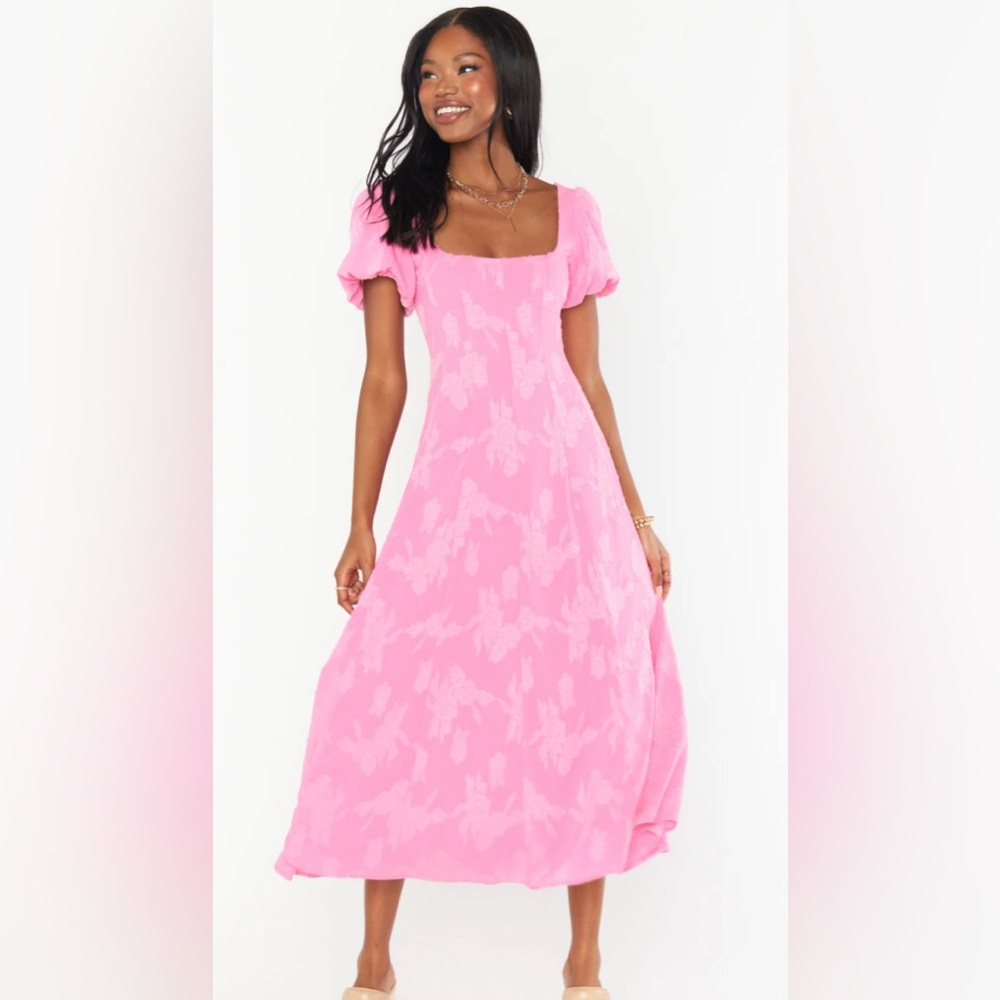 Show Me Your MuMu Pink Puff Sleeve Maxi Dress for Weddings